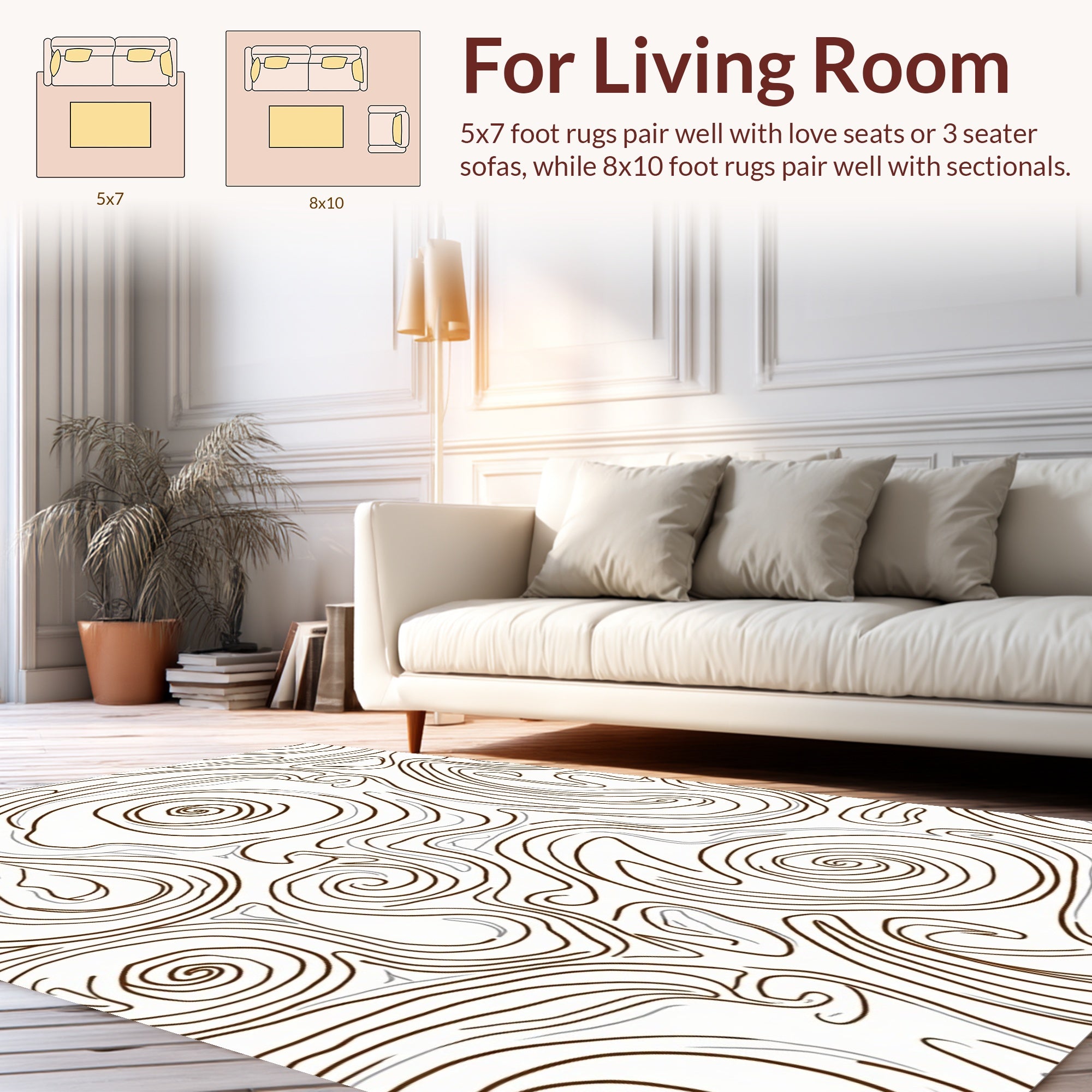 Abstract Swirl Contour Pattern Design Rug