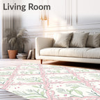 Feminine Floral Ribbon Lattice Pattern Rug