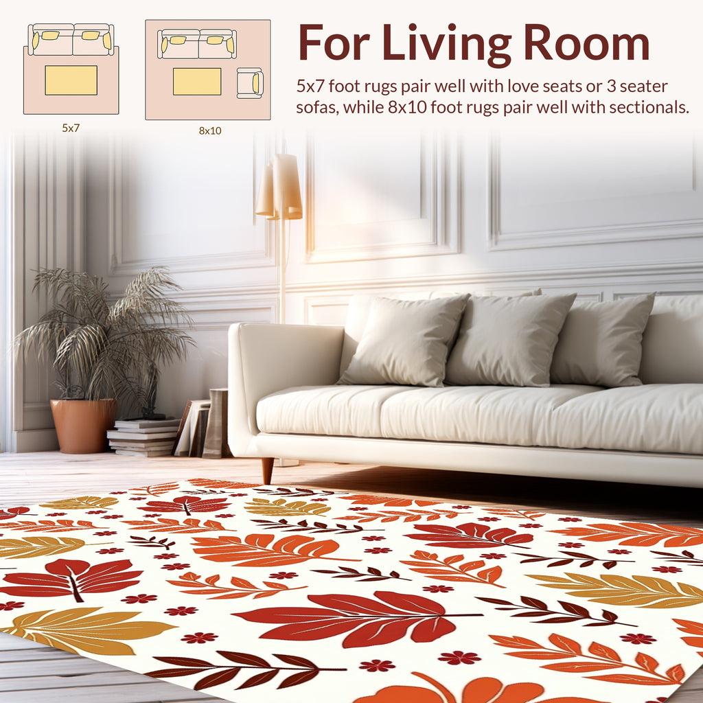 Autumn Leaf Pattern Design Rug
