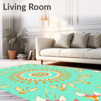 Radiant Floral Sunburst Mandala Style Rug