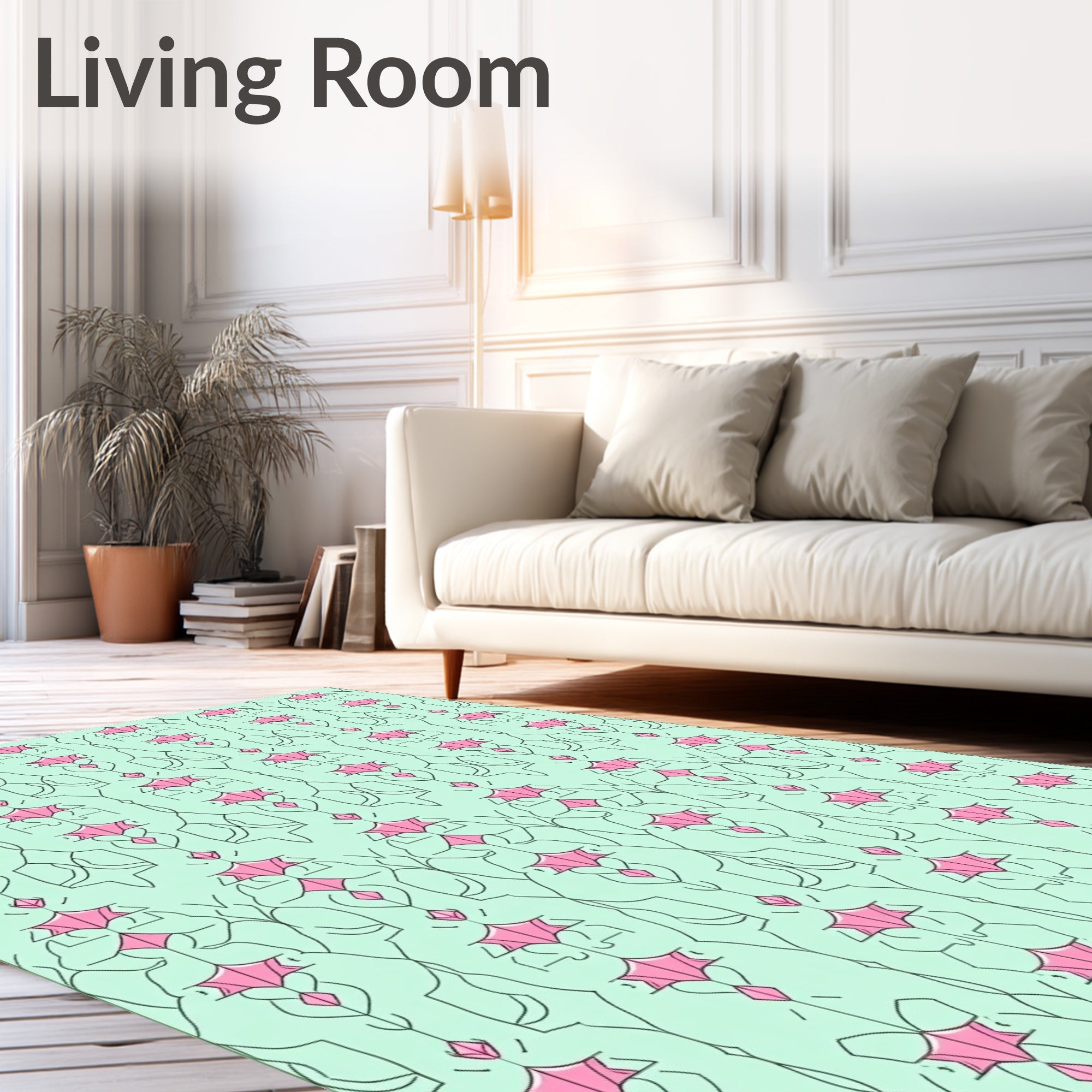 Pink Gem Vine Vertical Pattern Rug