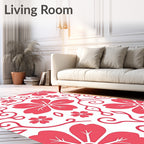 Charming Coral Floral Vine Pattern Rug