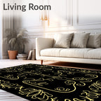 Elegant Golden Floral Scrollwork Design Rug