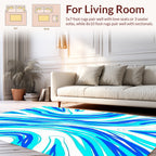 Abstract Blue Wave Pattern Rug