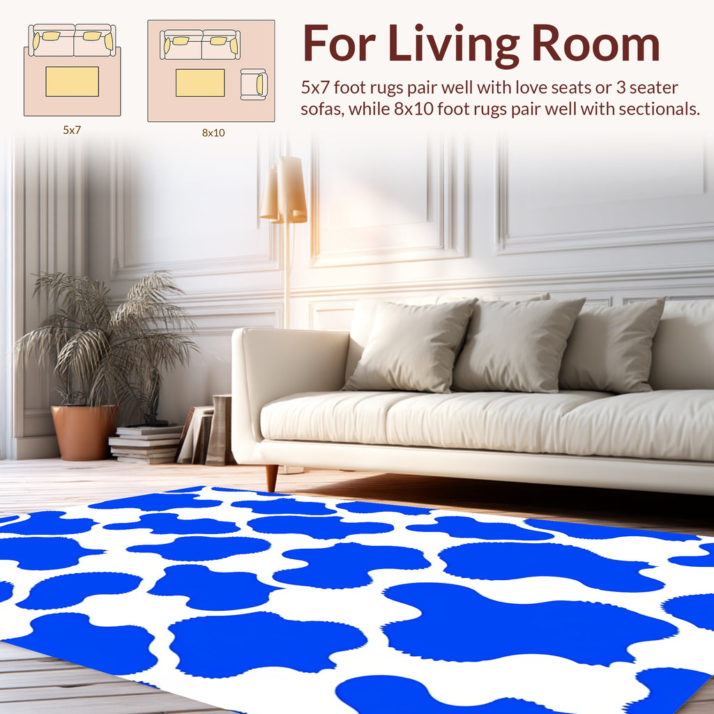 Blue Cream Swirl Pattern Rug