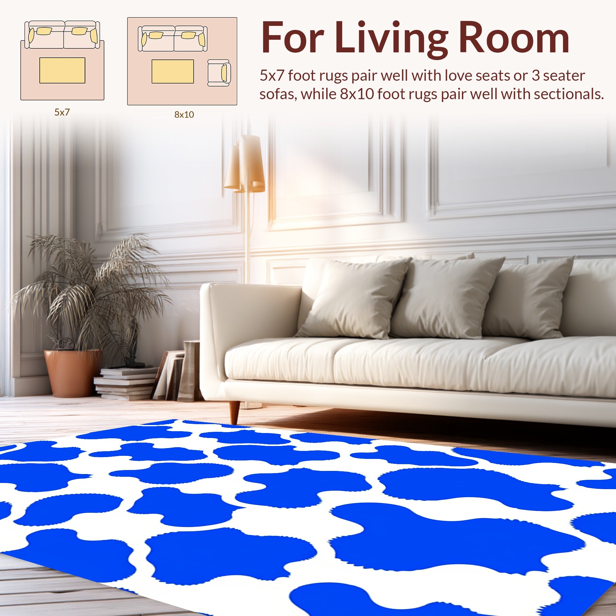 Blue Cream Swirl Pattern Rug