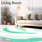 Abstract Aqua Brush Stroke Pattern Rug