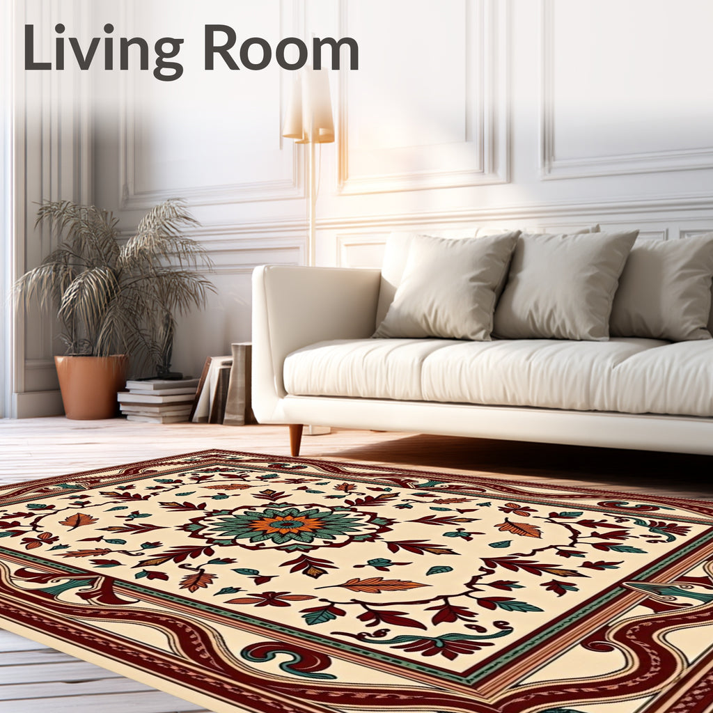 Botanical Medallion Floral Pattern Rug