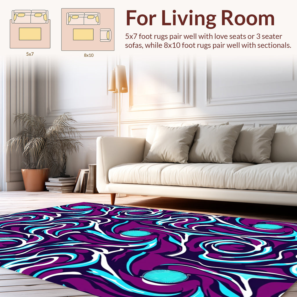 Vivid Swirls Circles Abstract Design Rug