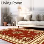 Ornate Gold on Red Floral Medallion Rug