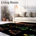 Whimsical Holiday Tree Line Art Rug