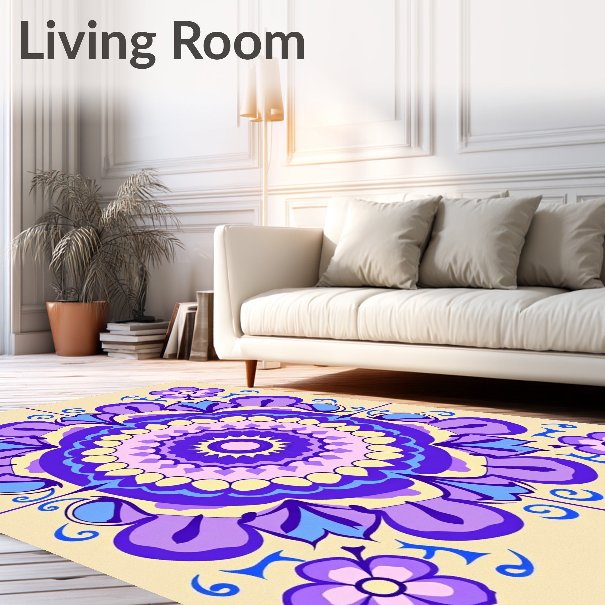 Purple Floral Mandala Pattern Rug