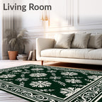 Classic Snowflake Border Pattern Rug