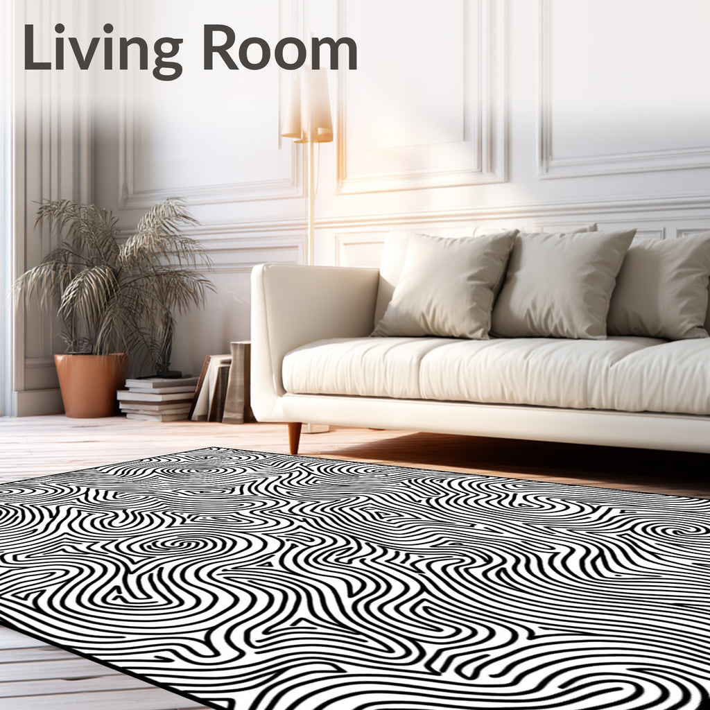 Abstract Wavy Lines Pattern Rug