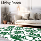 Green Fern Leaf Pattern Rug