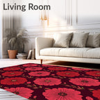 Red Floral Patterned Vintage Design Rug