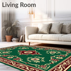 Elegant Floral Medallion Border Design Rug