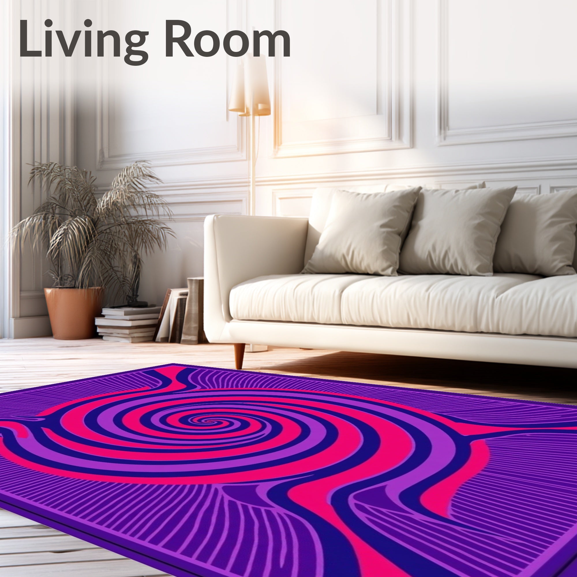 Vibrant Purple Pink Swirl Pattern Rug