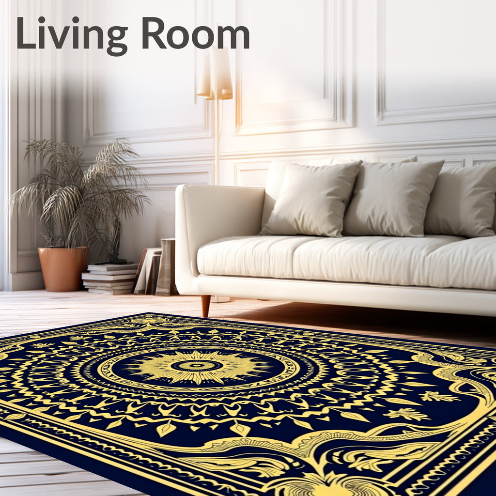 Intricate Sunburst Mandala Design Rug