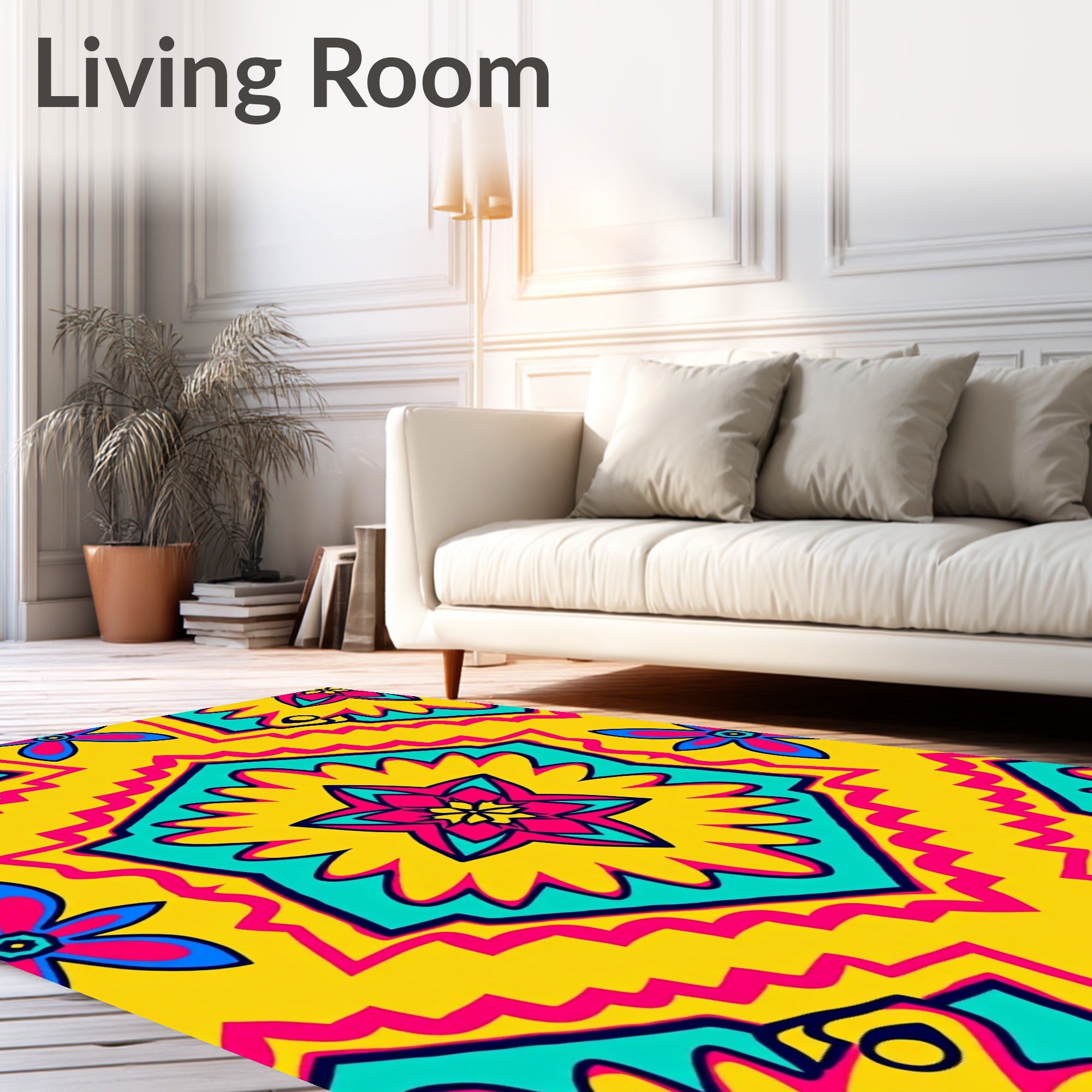 Vibrant Geometric Floral Pattern Rug