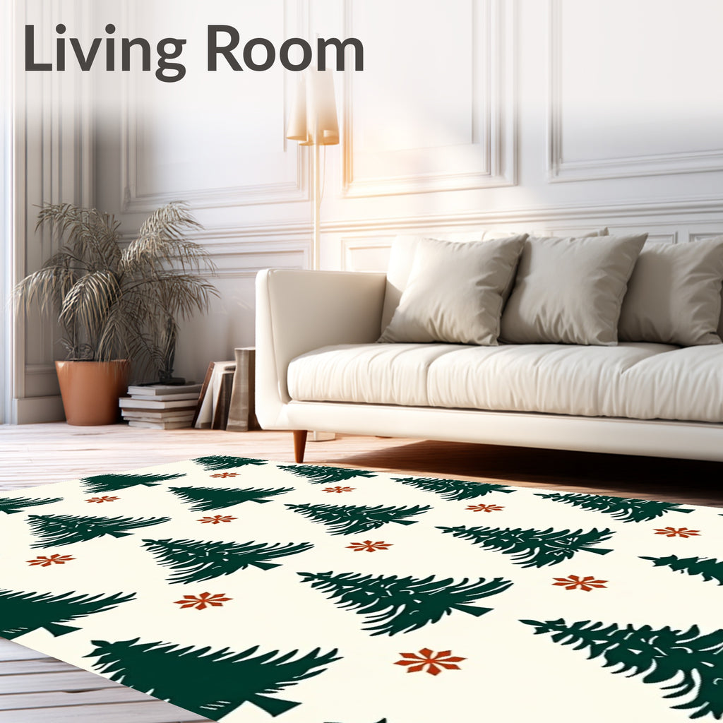 Forest Pine Snowflake Pattern Rug