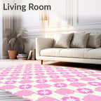 Soft Pink Floral Geometric Pattern Rug