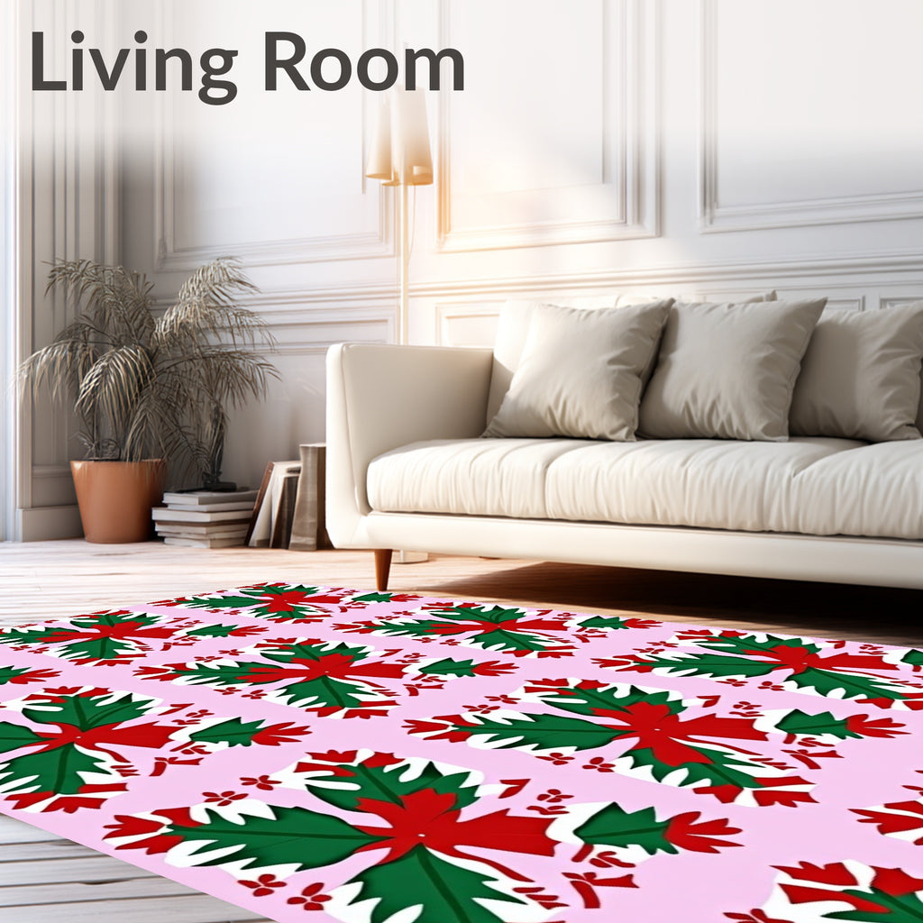 Festive Floral Pattern Print Rug