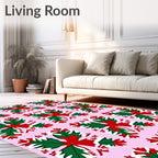 Festive Floral Pattern Print Rug