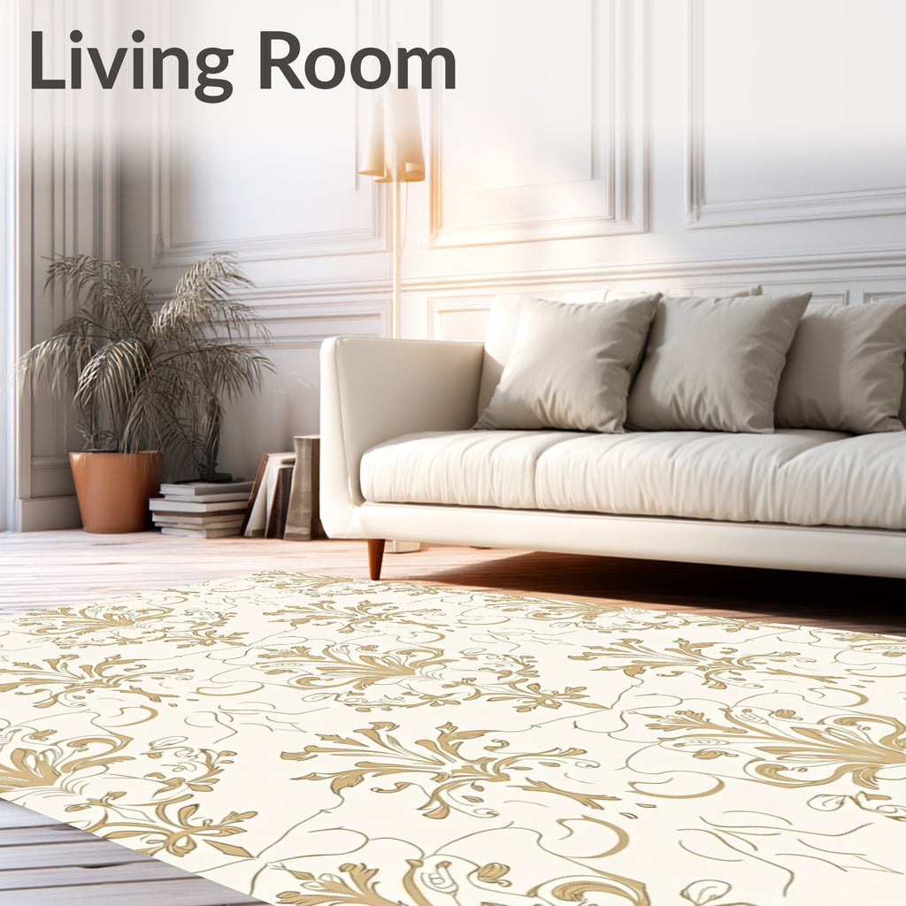 Gold Vintage Damask Pattern Rug