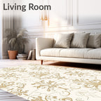 Gold Vintage Damask Pattern Rug