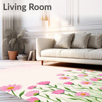 Pink Daisy Meadow Field of Flowers Rug
