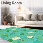 Water Lily Dragonfly Pond Pattern Rug