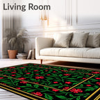 Black Floral Vine Pattern Rug