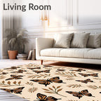Brown Butterfly Leaf Pattern Rug