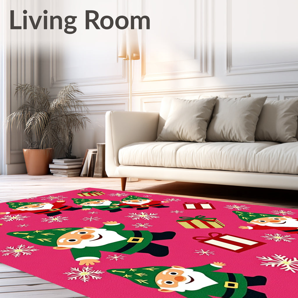 Joyful Gnome Snowflake Pattern Rug