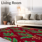 Classic Leaf Pattern Burgundy Area Rug