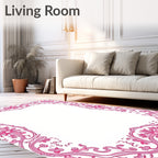 Elegant Pink Floral Vine Scroll Rug