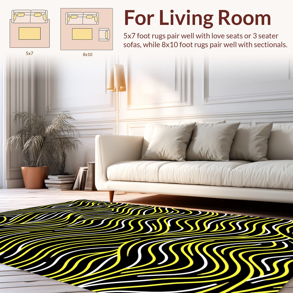 Bold Yellow 2 Tone Abstract Lines Rug