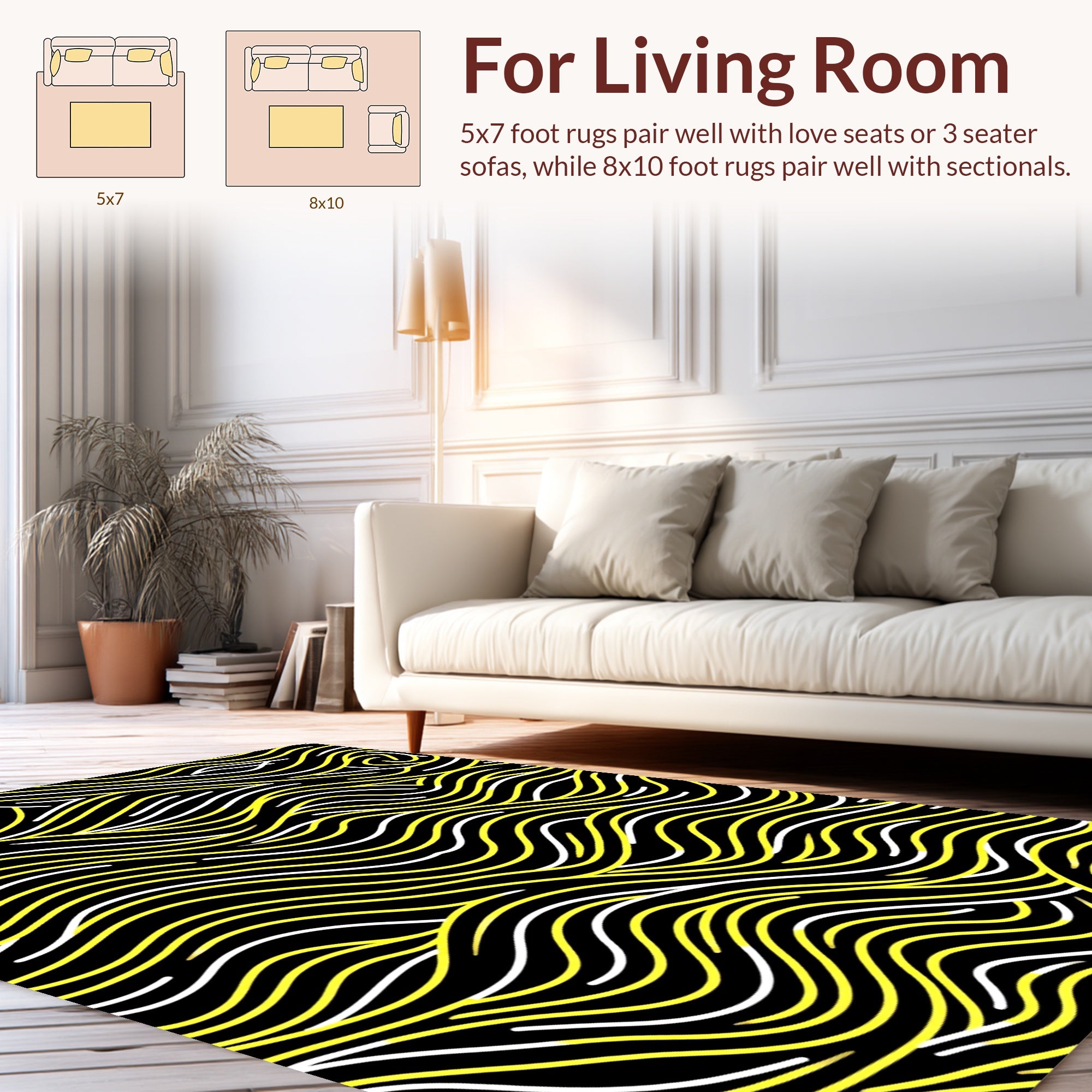 Bold Yellow 2 Tone Abstract Lines Rug