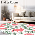 Pink Fox And Mushroom Pattern Rug