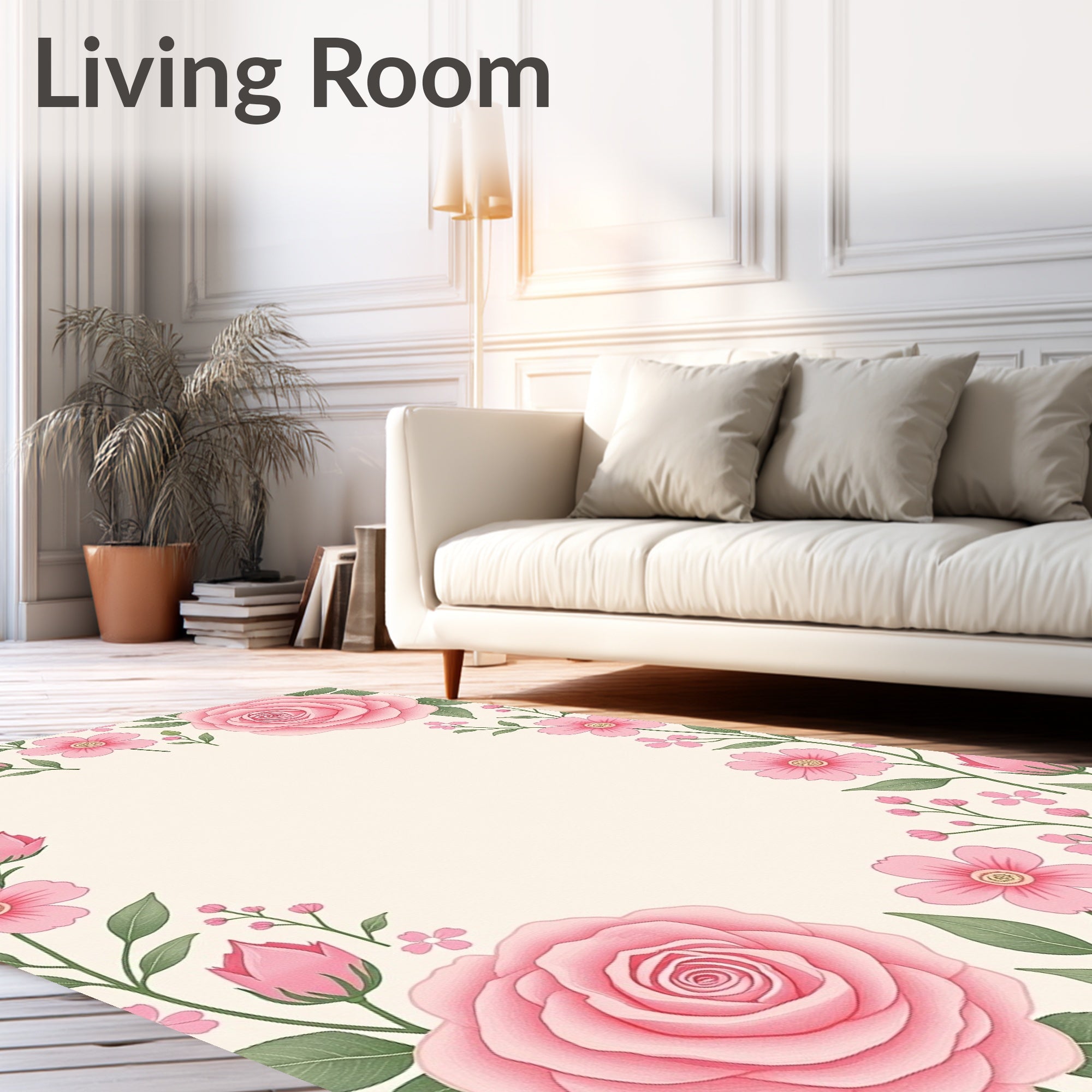 Pastel Pink Floral Vines Rug