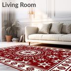 Red White Snowflake Mandala Design Rug
