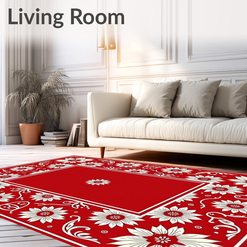 Floral Border Pattern Artwork Rug