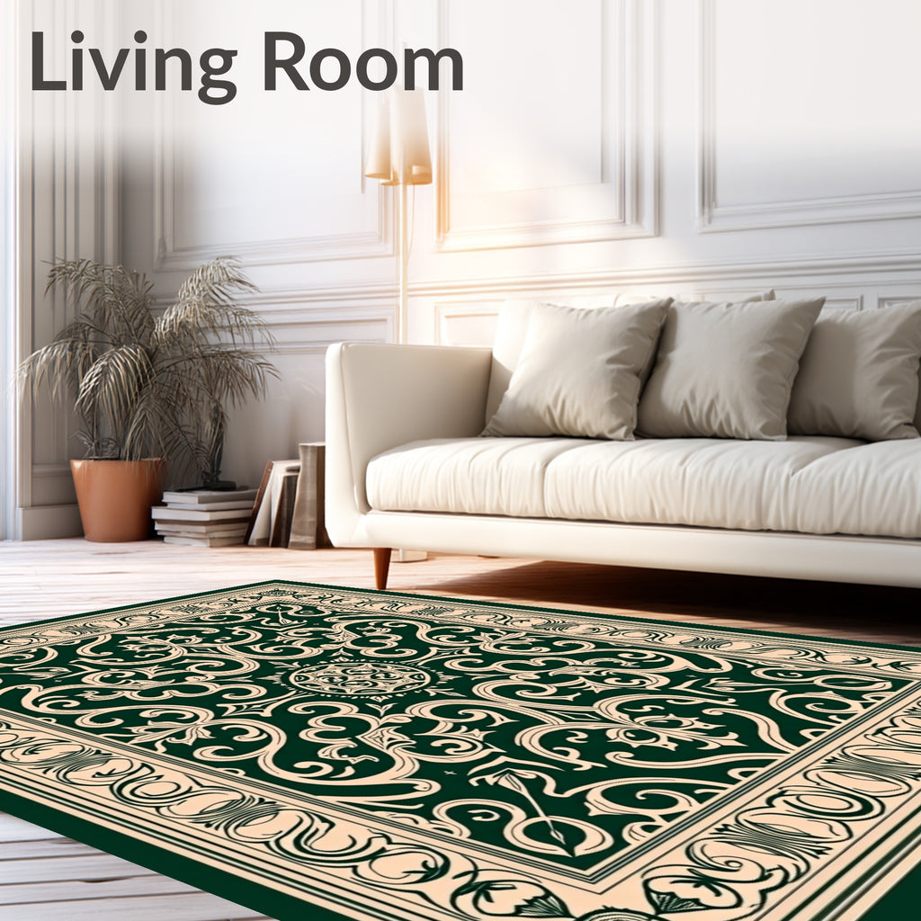 Ornate Scrollwork Geometric Ornament Design Rug