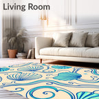 Ocean Waves Shell Pattern Design Rug