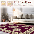 Ornate Floral Medallion Border Design Rug