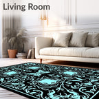Ornate Butterfly Floral Symmetry Design Rug