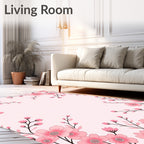 Pink Blossom Branch Art Rug