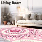 Pink Mandala Floral Pattern Rug