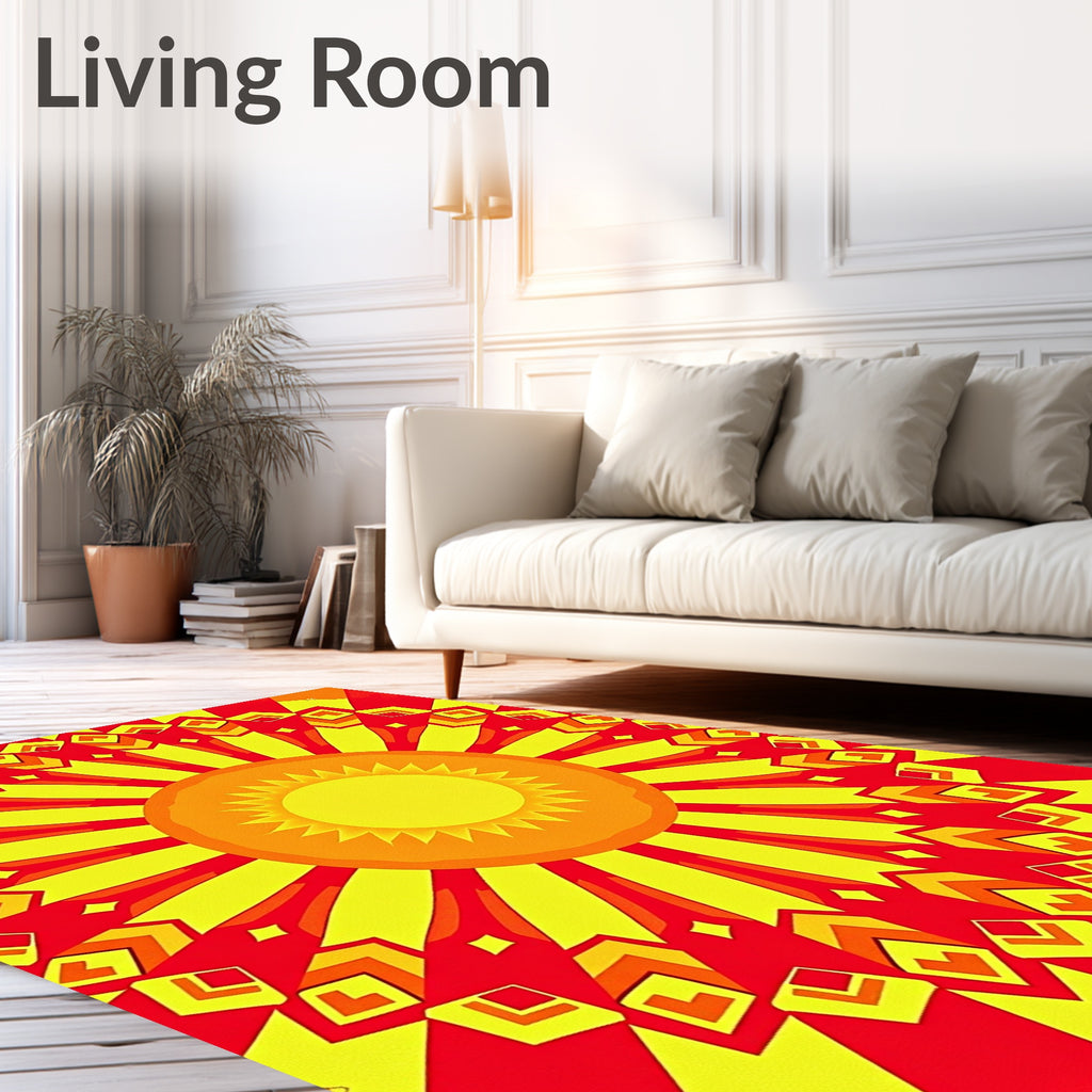 Radiant Sunburst Geometric Pattern Rug